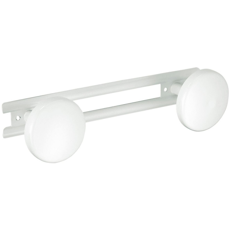 Porte-peignoir 2 têtes 70 x 242 mm, tête Ø 65 mm, acier époxy blanc