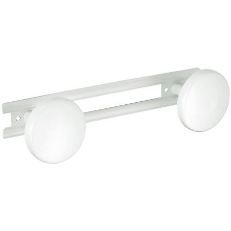 Porte-peignoir 2 têtes 70 x 242 mm, tête Ø 65 mm, acier époxy blanc