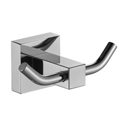 Porte-peignoir 2 têtes CUBIC L91 x P50 x H38 mm, en laiton chromé