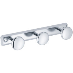 Porte-peignoir 3 têtes 280 x 68 mm tête Ø 50 mm, acier chromé