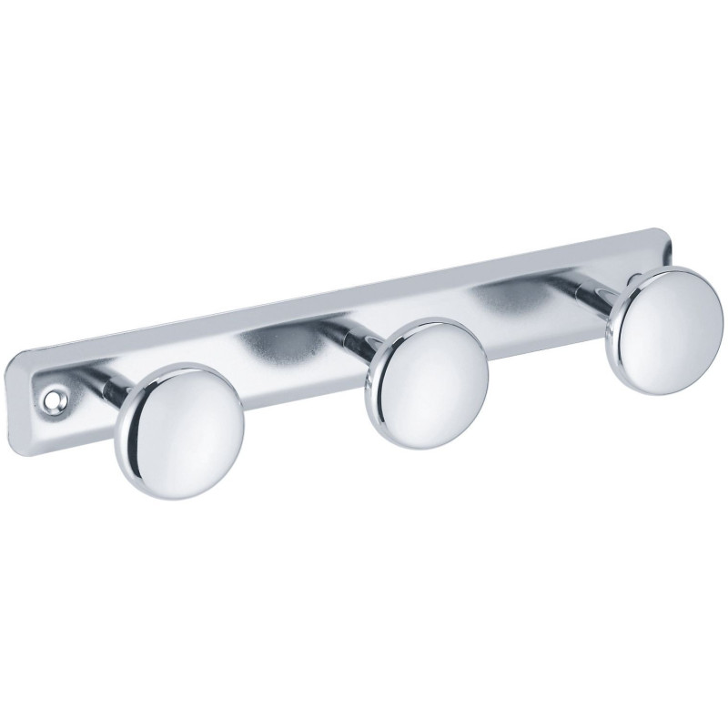 Porte-peignoir 3 têtes 280 x 68 mm tête Ø 50 mm, acier chromé