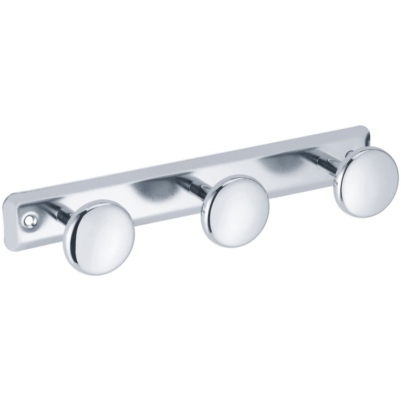 Porte-peignoir 3 têtes 280 x 68 mm, tête Ø 50 mm, acier inox 304 poli