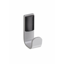 Porte-peignoir 1 tête 39x70mm, alu Plié gris mat, fixations invisibles