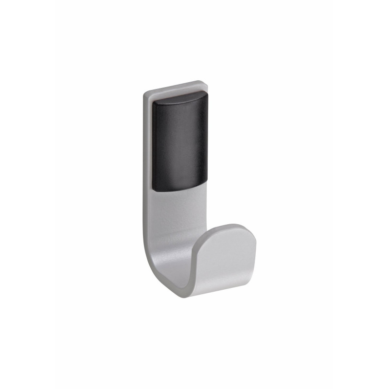 Porte-peignoir 1 tête 39x70mm, alu Plié gris mat, fixations invisibles