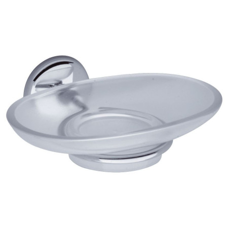 Porte-savon savonnière en résine translucide sablée, fil laiton chromé Ø 8mm