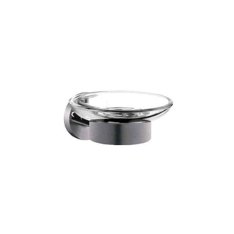 Porte-savon mural avec savonière translucide, en inox brossé, 110x57x135 mm