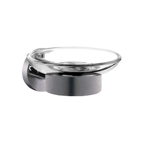 Porte-savon mural avec savonière translucide, en inox brossé, 110x57x135 mm