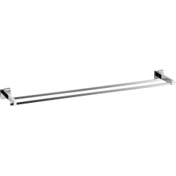 Porte-serviettes 2 barres fixes CUBIC L601 x P116 x H38 mm, en laiton chromé