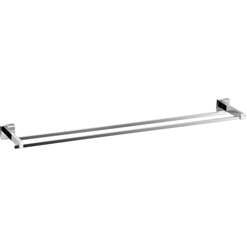 Porte-serviettes 2 barres fixes CUBIC L601 x P116 x H38 mm, en laiton chromé
