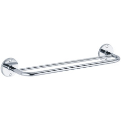 Porte-serviettes 2 barres fixes 400 mm, tube acier chromé Ø 12 mm