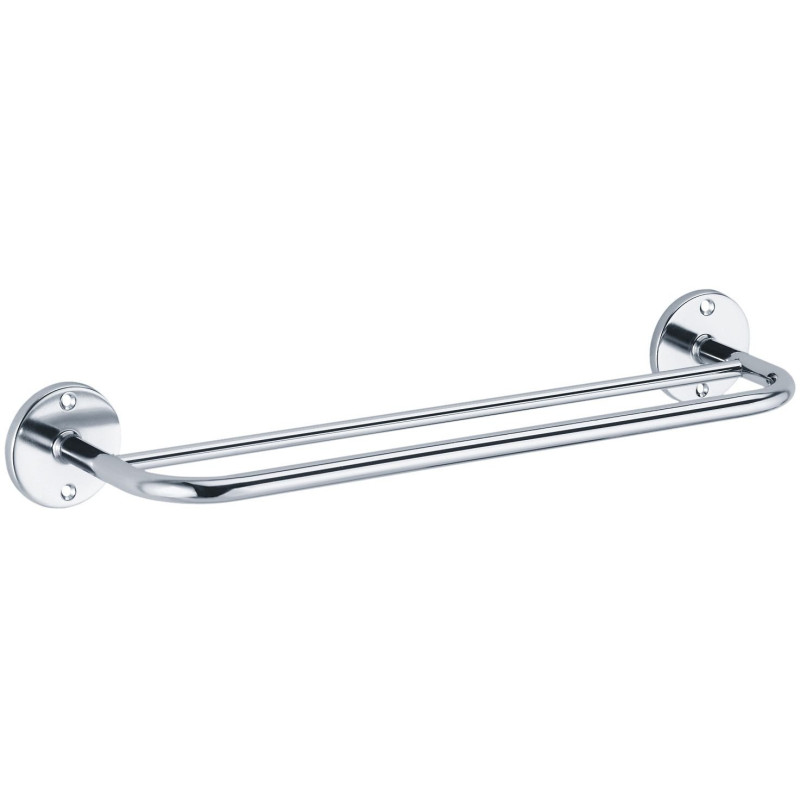 Porte-serviettes 2 barres fixes 400 mm, tube acier chromé Ø 12 mm