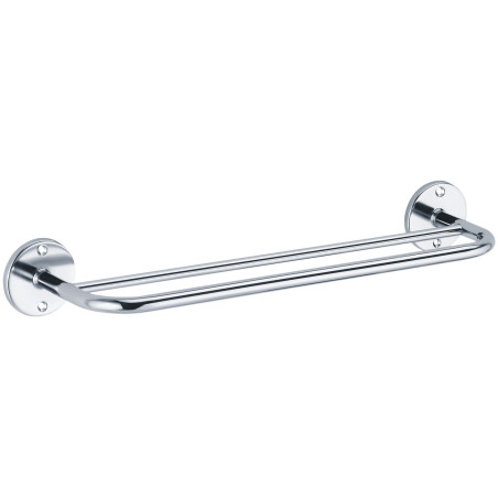 Porte-serviettes 2 barres fixes 400 mm, tube acier chromé Ø 12 mm
