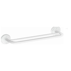 Porte-serviettes 2 barres fixes 473 mm, tube acier époxy blanc Ø 12 mm