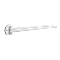 Porte-serviettes 2 barres mobiles 430 mm, tube acier époxy blanc Ø 12 mm