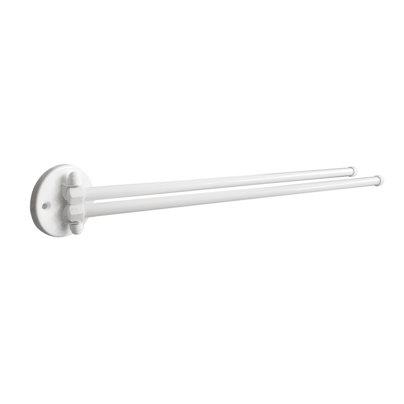 Porte-serviettes 2 barres mobiles 430 mm, tube acier époxy blanc Ø 12 mm
