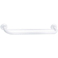Porte-serviettes 590 mm, 2 barres fixes 525 mm, tube acier époxy blanc Ø 25 mm