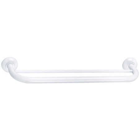 Porte-serviettes 590 mm, 2 barres fixes 525 mm, tube acier époxy blanc Ø 25 mm