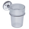 Porte-verre avec verre en résine translucide sablée, fil laiton chromé Ø 8 mm