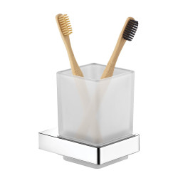 Porte-verre CUBIC L73 x P94 x H107 mm, en laiton chromé