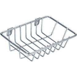 Porte-éponge et savon mural droit 100x40mm, fil Ø 2,5mm, contour Ø 4mm, inox 304