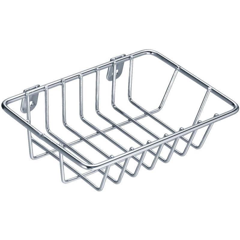 Porte-éponge et savon mural droit 100x40mm, fil Ø 2,5mm, contour Ø 4mm, inox 304