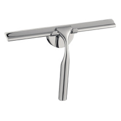 Raclette de douche avec support mural inox poli brillant