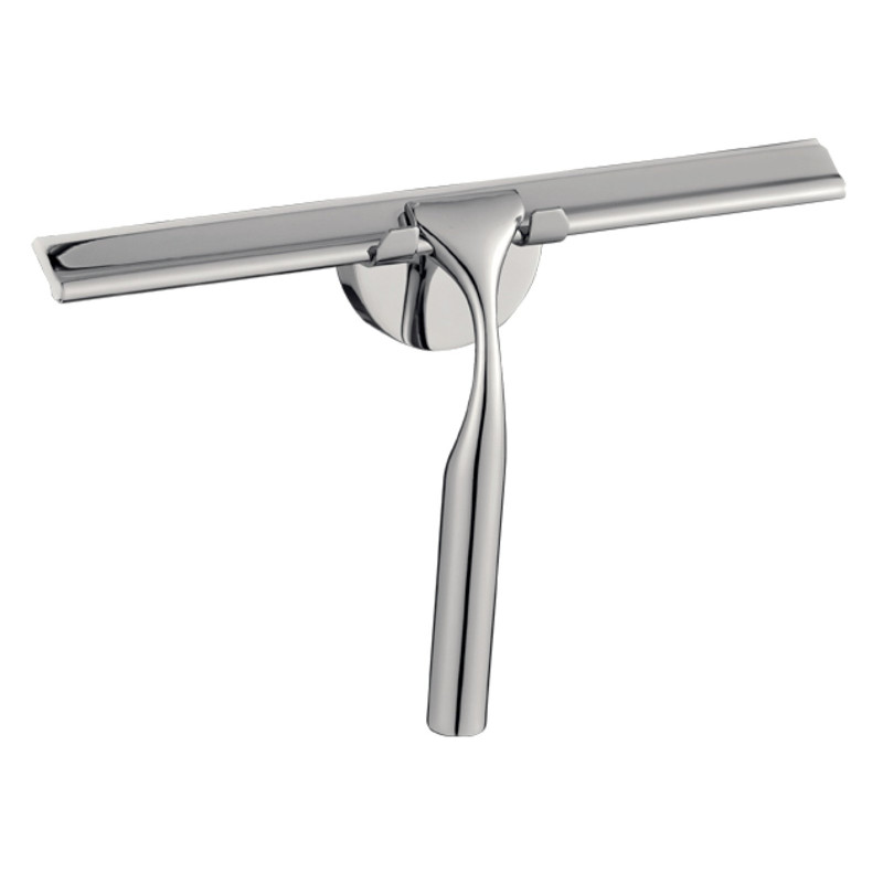 Raclette de douche avec support mural inox poli brillant