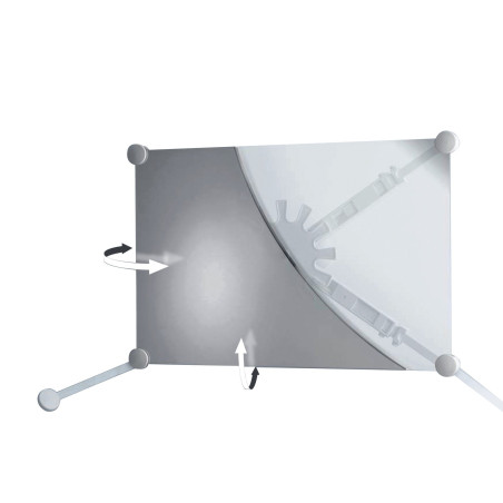 Support miroir orientable blanc pour miroir 400 à 700 mm, structure PA et alu