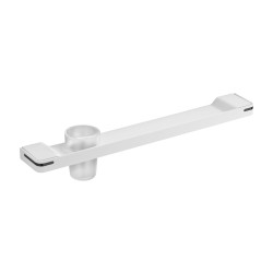 Tablette de lavabo + porte-verre 550 mm, aluminium plié thermolaqué blanc mat
