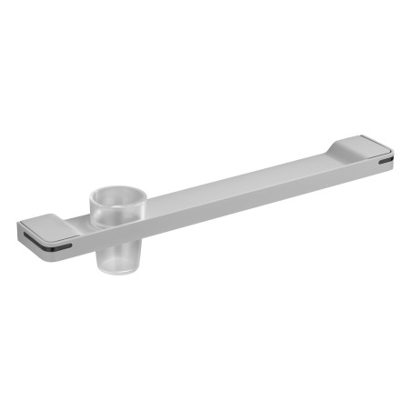Tablette de lavabo avec porte-verre 550 mm, aluminium plié thermolaqué gris mat