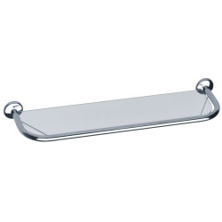 Tablette lavabo 140 x 568 x 50 mm, tube laiton chromé Ø 16 mm, verre sécurit