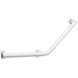 Barre appui coudée 135°, 3 pf, symétrique, 418x418mm, alu. blanc-chromé Ø38x25mm