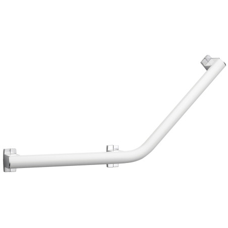 Barre appui coudée 135°, 3 pf, symétrique, 418x418mm, alu. blanc-chromé Ø38x25mm