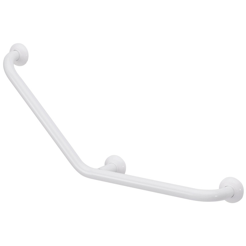 Barre d'appui coudée 135°, 3PF, 400x400 mm, antibact., tube alu. blanc Ø 30 mm