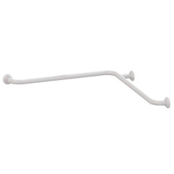 Barre d'angle 2 murs 90° symétrique, 750 x 750 mm, tube alu. époxy blanc Ø 30 mm