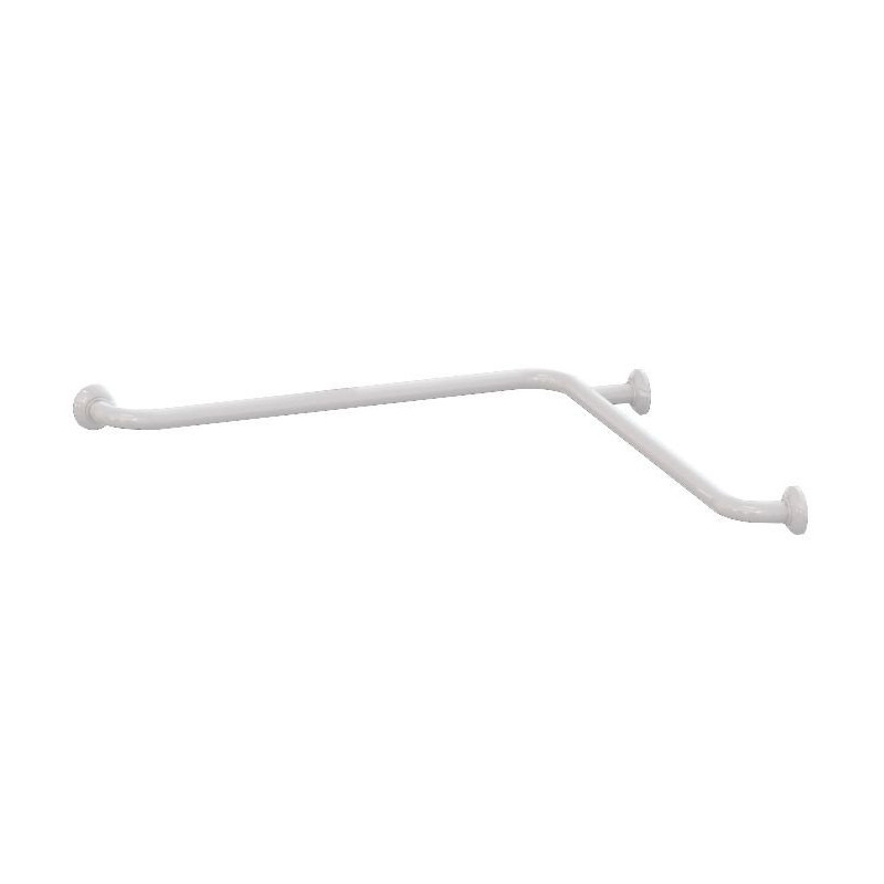 Barre d'angle 2 murs 90° symétrique, 750 x 750 mm, tube alu. époxy blanc Ø 30 mm