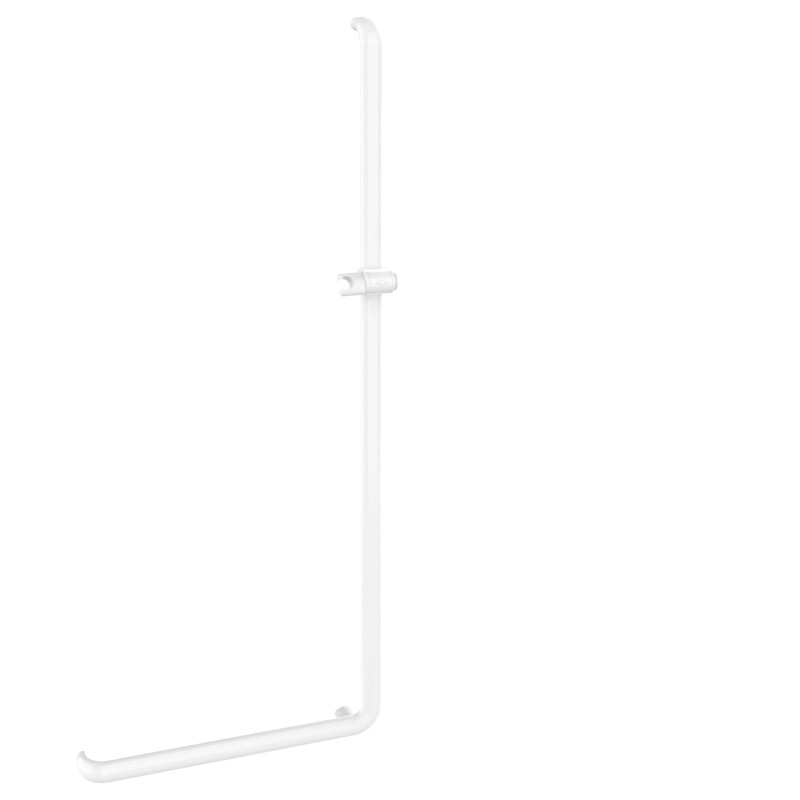 Barre coudée en L droite, 576x1276mm, ERGOLIFE Nylon blanc Ø38x25mm, sans embase