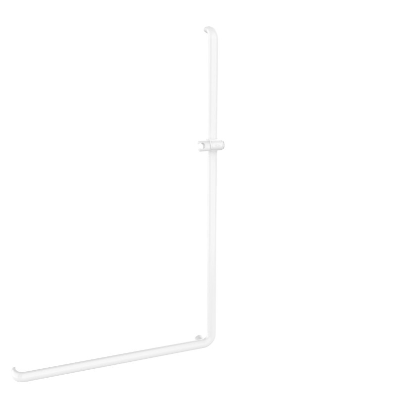 Barre coudée en L droite, 826x1276mm, ERGOLIFE Nylon blanc Ø38x25mm, sans embase