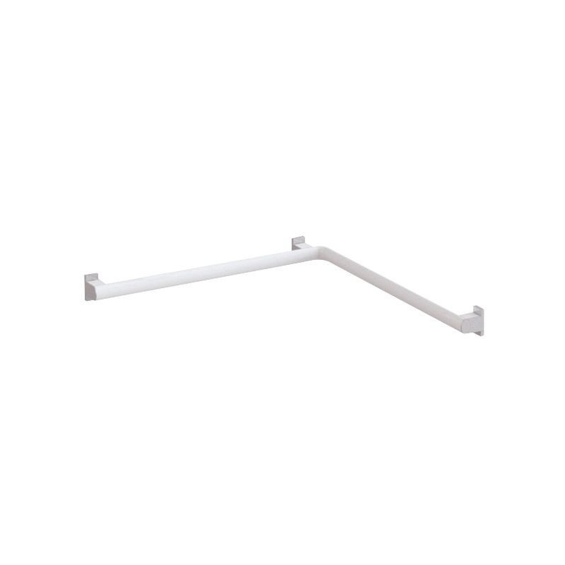 Barre d'angle 2 murs coudée à 90°, 632 x 632mm, tube alu. blanc-chromé Ø 38x25mm