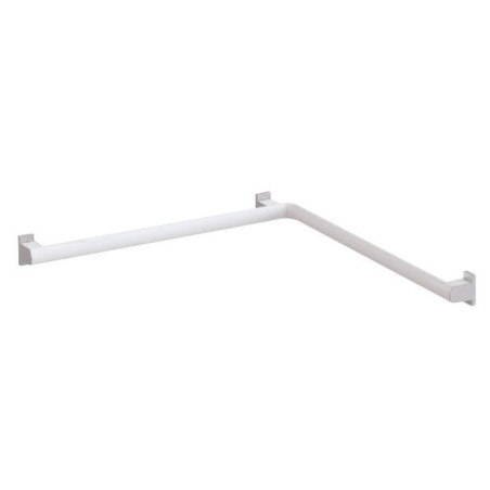 Barre d'angle 2 murs coudée à 90°, 632 x 632mm, tube alu. blanc-chromé Ø 38x25mm