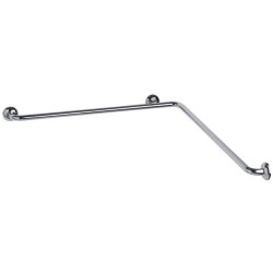 Barre d'angle 2 murs coudée à 90°, 750 x 750 mm, tube laiton chromé Ø 32 mm
