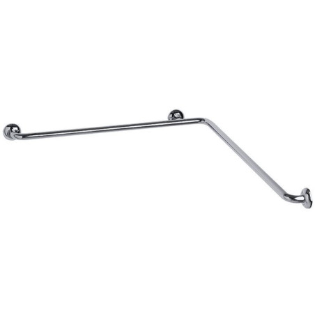 Barre d'angle 2 murs coudée à 90°, 750 x 750 mm, tube laiton chromé Ø 32 mm
