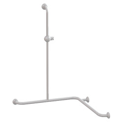 Barre 2 murs + douche 750x750x1000 mm, support douchette, alu. blanc Ø30 & Ø25mm