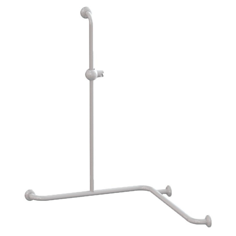 Barre 2 murs + douche 750x750x1000 mm, support douchette, alu. blanc Ø30 & Ø25mm