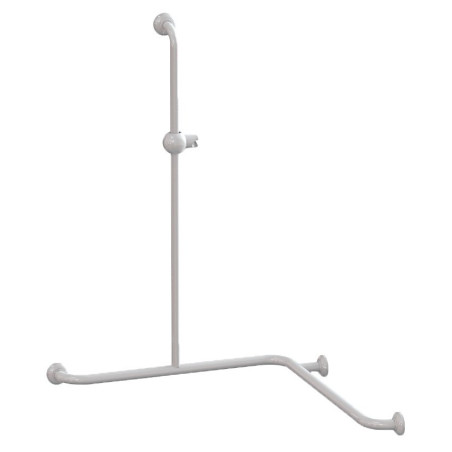 Barre 2 murs + douche 750x750x1000 mm, support douchette, alu. blanc Ø30 & Ø25mm