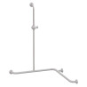 Barre 2 murs + douche 750x750x1000 mm, support douchette, alu. blanc Ø30 & Ø25mm