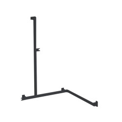 Barre d'appui angle 2 murs, support douchette, tube alu. anth. Ø 38 x 25 mm