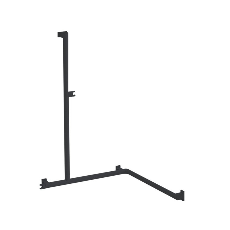 Barre d'appui angle 2 murs, support douchette, tube alu. anth. Ø 38 x 25 mm