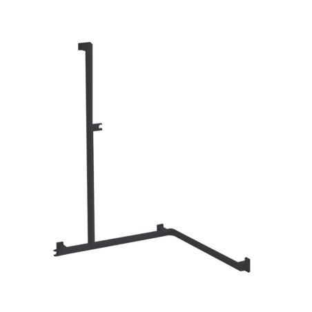 Barre d'appui angle 2 murs, support douchette, tube alu. anth. Ø 38 x 25 mm
