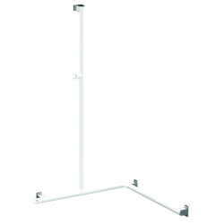 Barre d'appui angle 2 murs, support douchette, tube alu. Blanc Ø 38x25mm